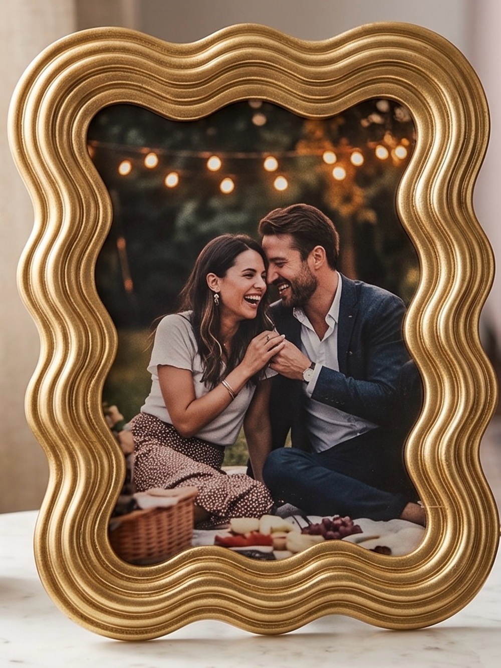 Tahari Gold Wavy Edge Photo Frame